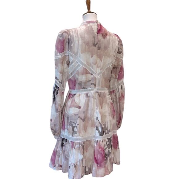 Ted Baker London Dress 4 6 Semi Formal Mini Small Linen Long Sleeve Fleurz $450 - Picture 9 of 17